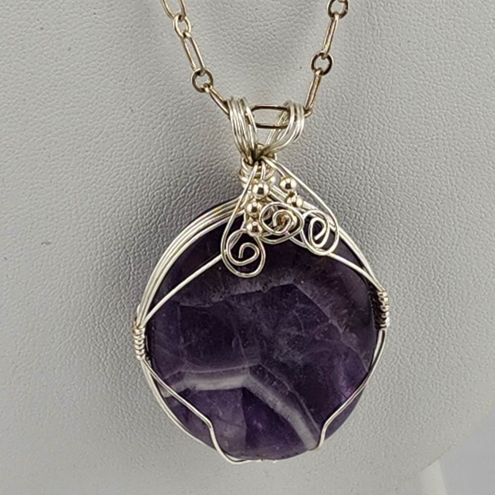Amethyst Wire Wrapped‎ Pendant Necklace